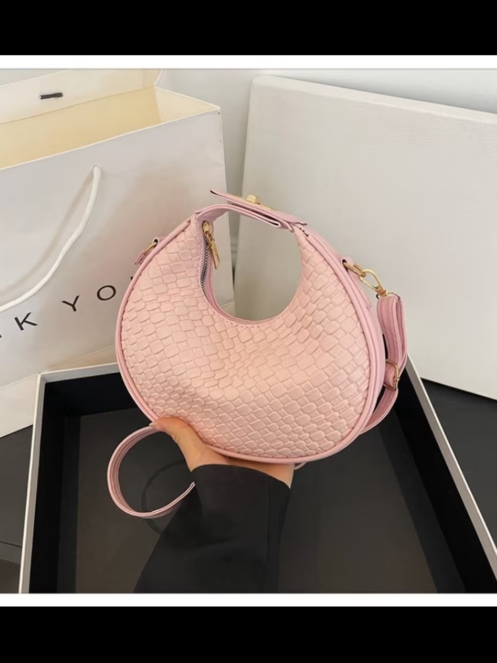 Affordable Fashion Finds Blush Pink Crescent Shoulder Bag